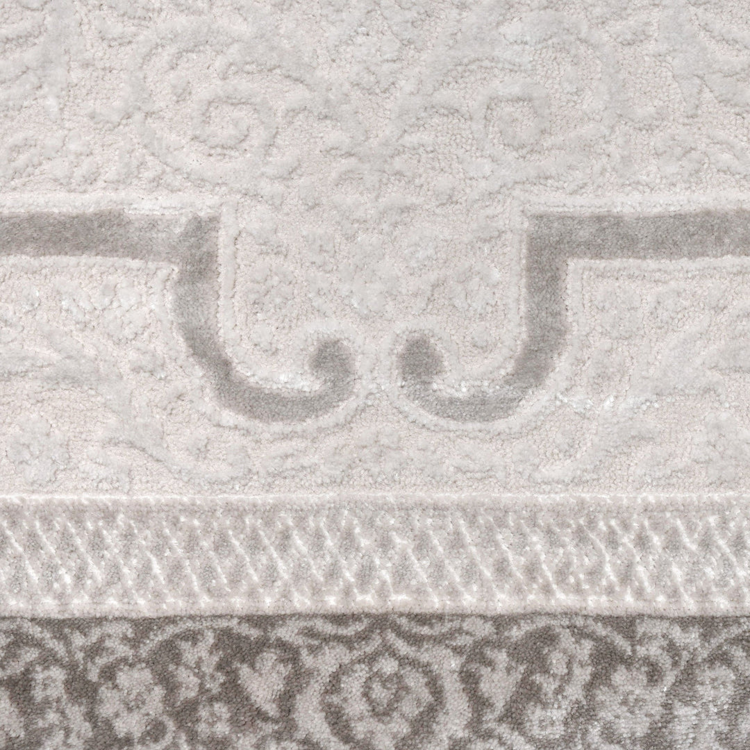 Off White Floral Turkish Rug 5X8 Ft