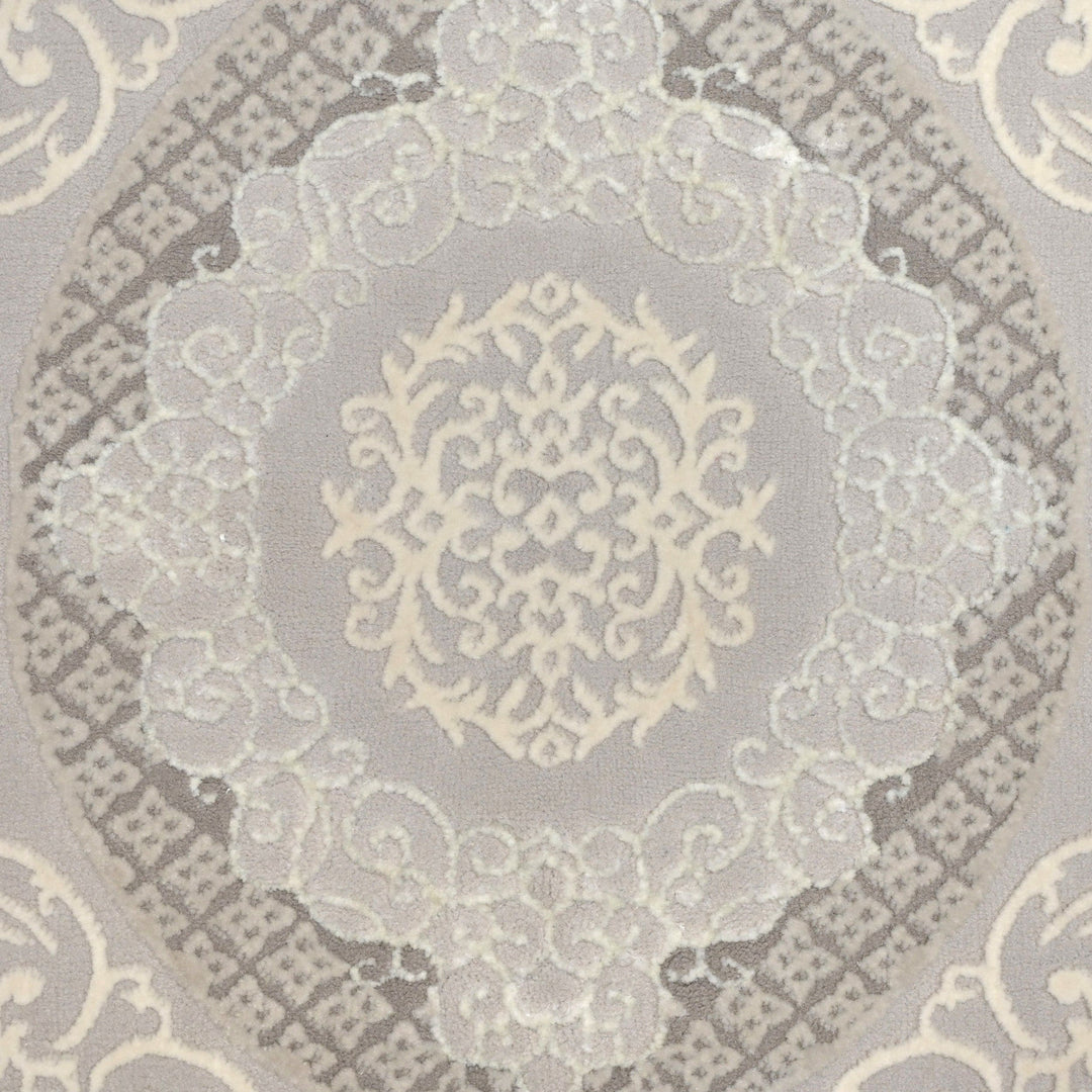 Grey Floral Turkish Rug 5X8 Ft