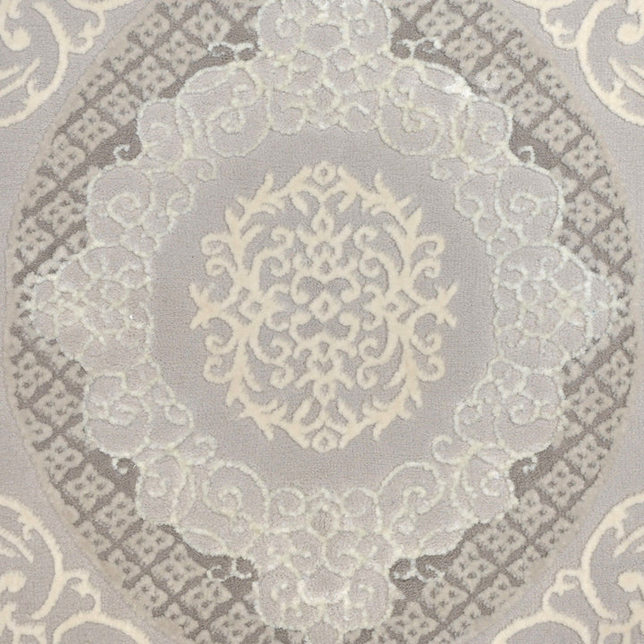 Grey Floral Turkish Rug 5X8 Ft