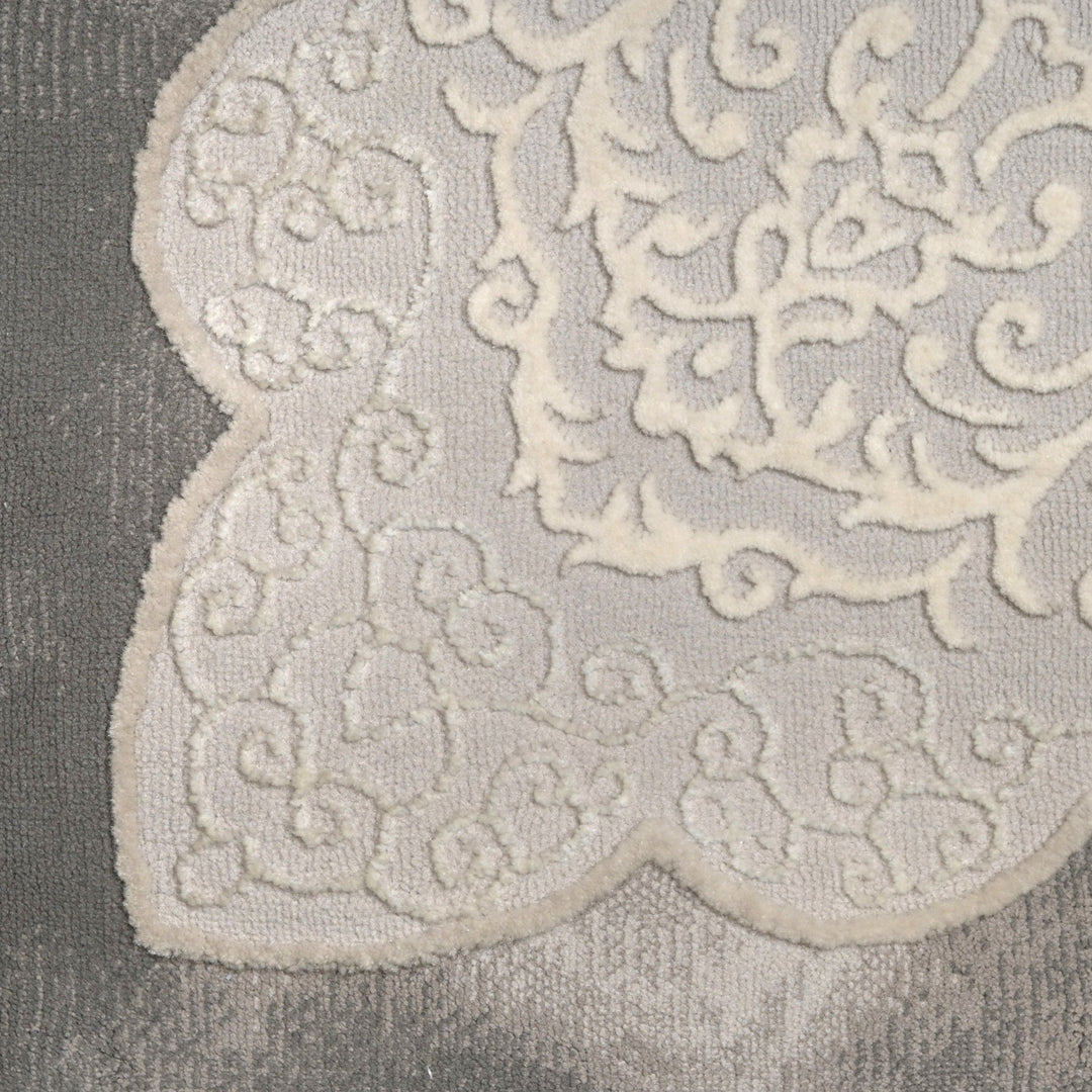 Grey Floral Turkish Rug 5X8 Ft