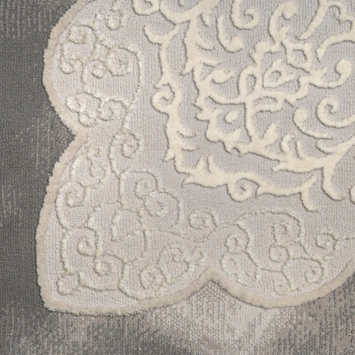 Grey Floral Turkish Rug 5X8 Ft