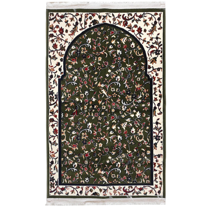 Olive Green Arch Hand-Knotted Prayer Rug 2.5x4 FT