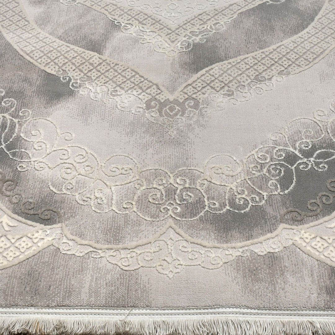 Grey Floral Turkish Rug 5X8 Ft