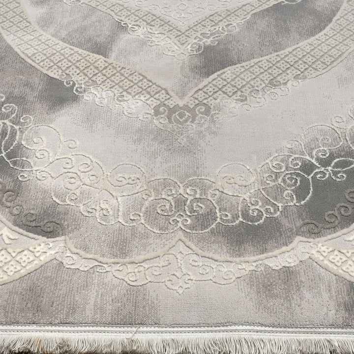 Grey Floral Turkish Rug 5X8 Ft