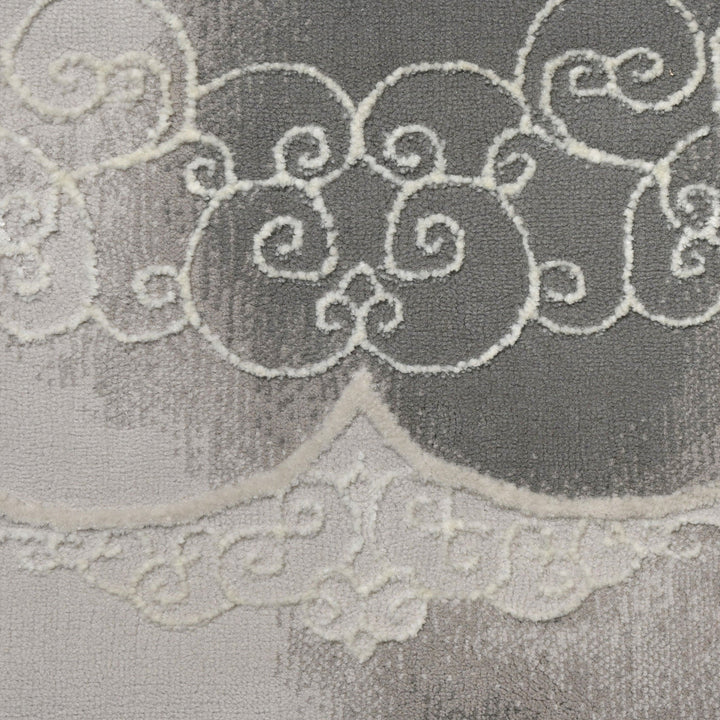 Grey Floral Turkish Rug 5X8 Ft