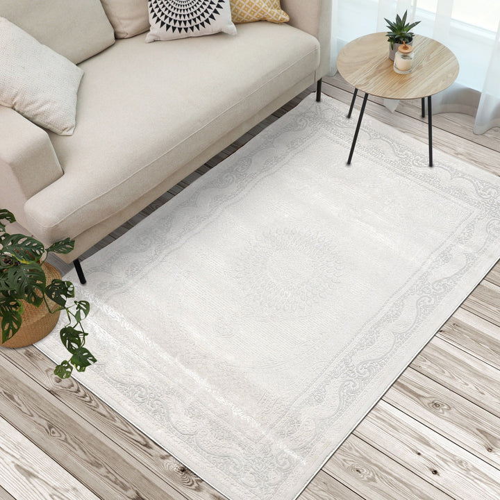 Off White Plain Turkish Rug 5X8 Ft