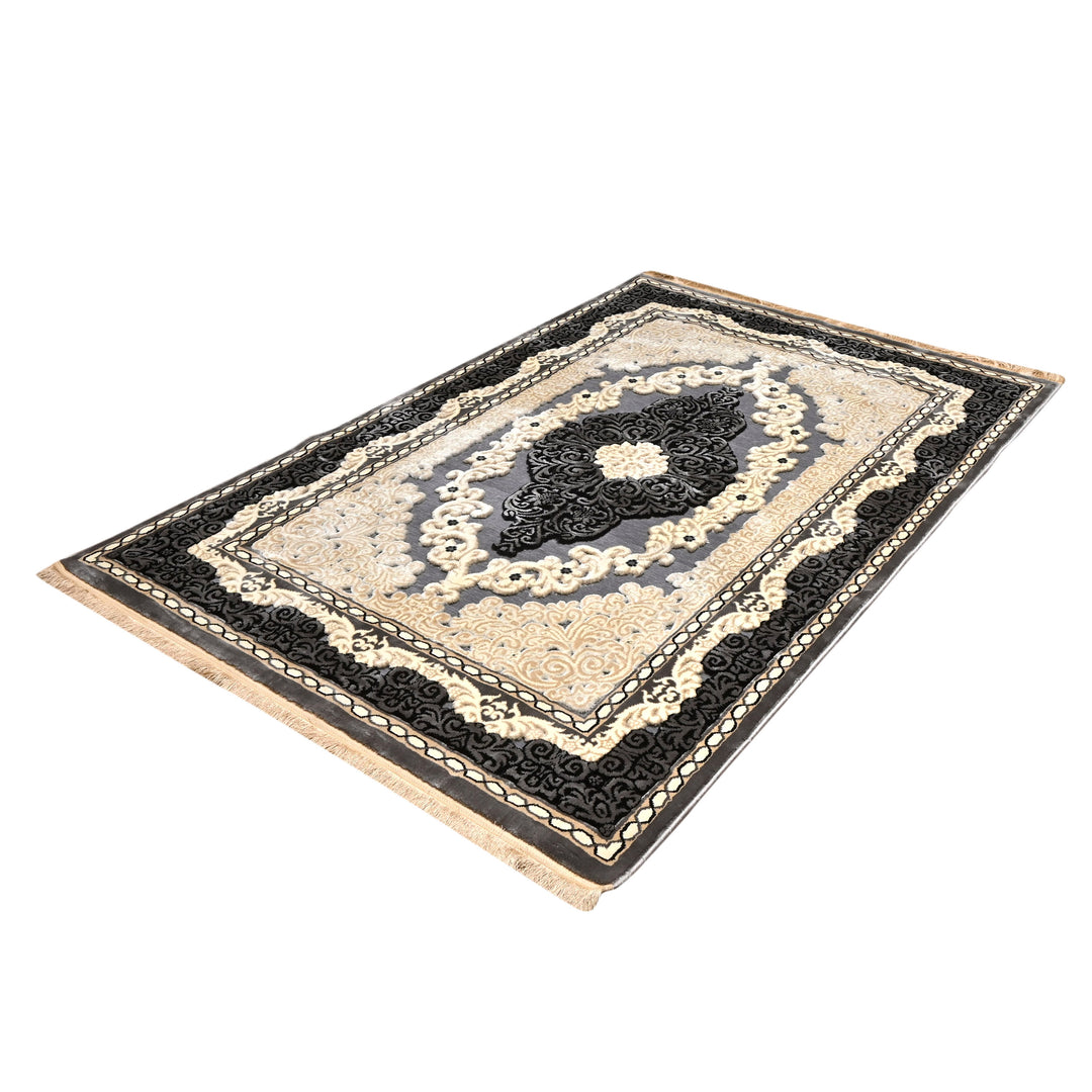 Charcoal Turkish Embossed Rug 5x8 FT
