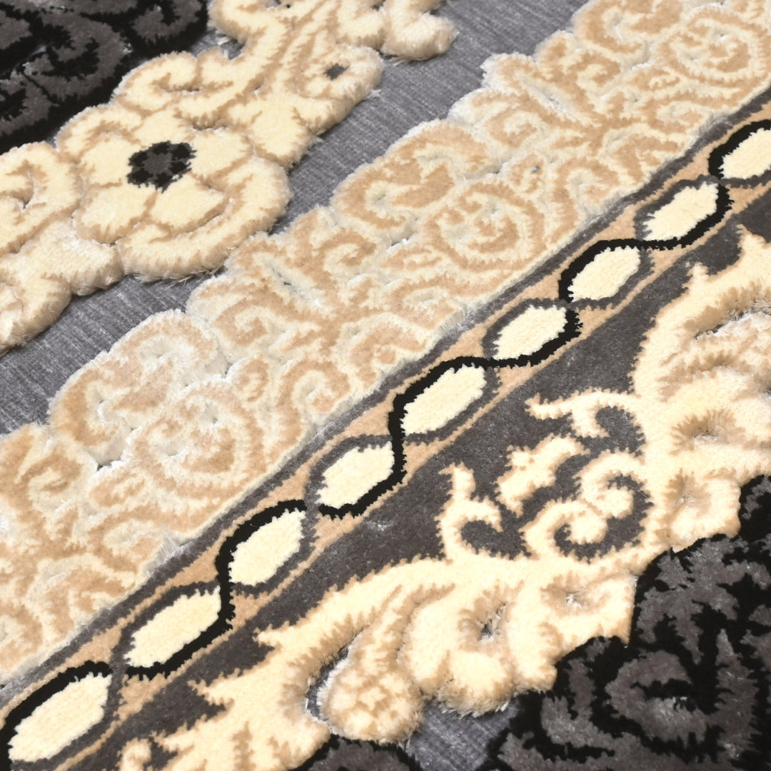 Charcoal Turkish Embossed Rug 5x8 FT