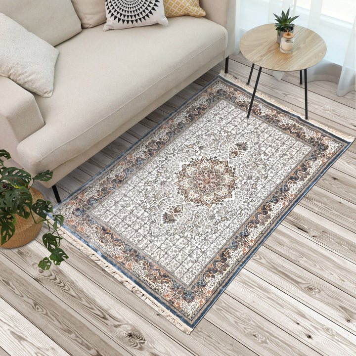 Grey Floral Turkish Rug 5X8 Ft