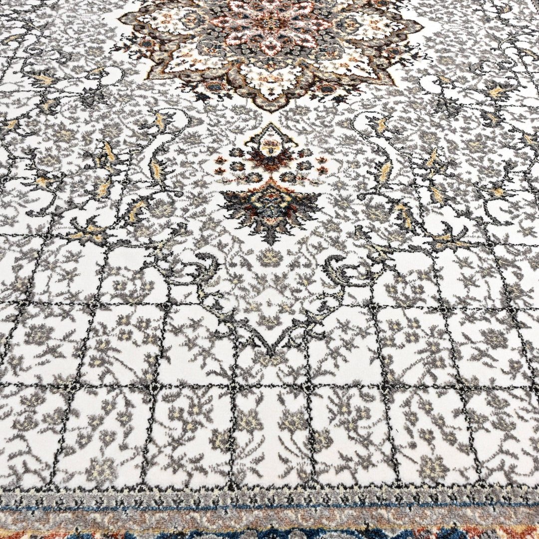 Grey Floral Turkish Rug 5X8 Ft