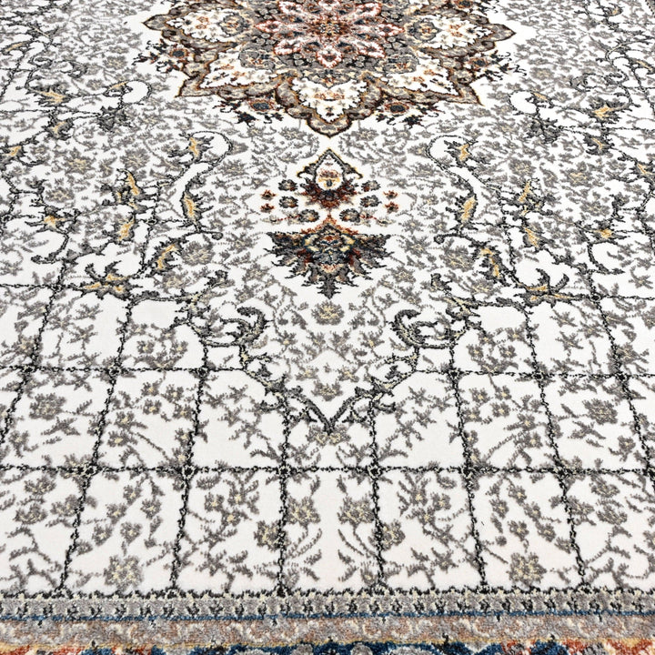 Grey Floral Turkish Rug 5X8 Ft