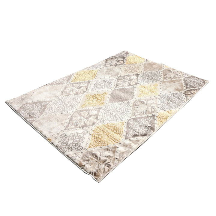 Off White Check Turkish Rug 4X6 FT