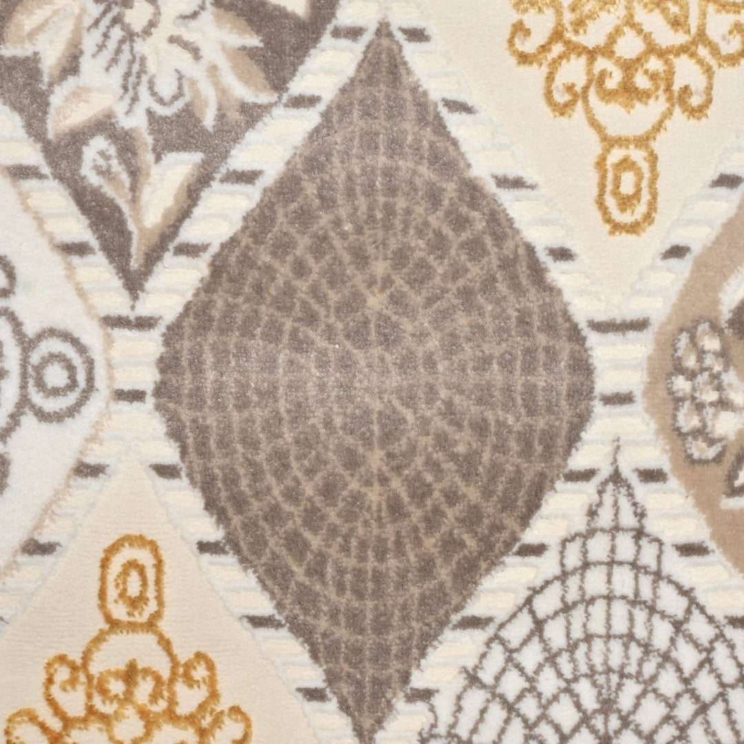 Off White Check Turkish Rug 4X6 FT