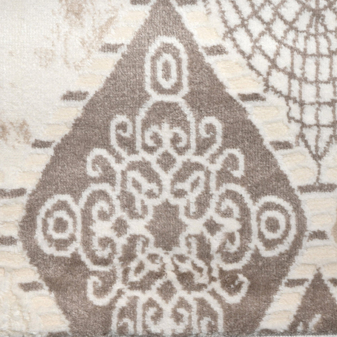 Off White Check Turkish Rug 4X6 FT