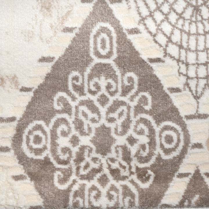 Off White Check Turkish Rug 4X6 FT