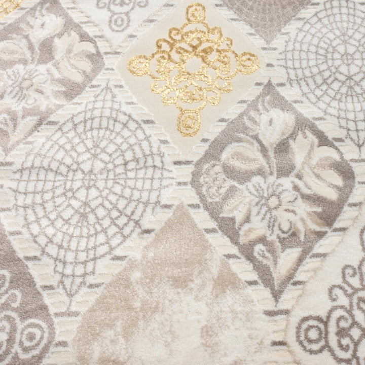 Off White Check Turkish Rug 4X6 FT