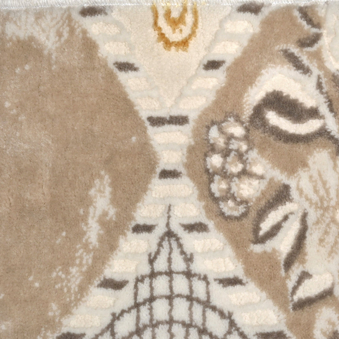 Off White Check Turkish Rug 4X6 FT