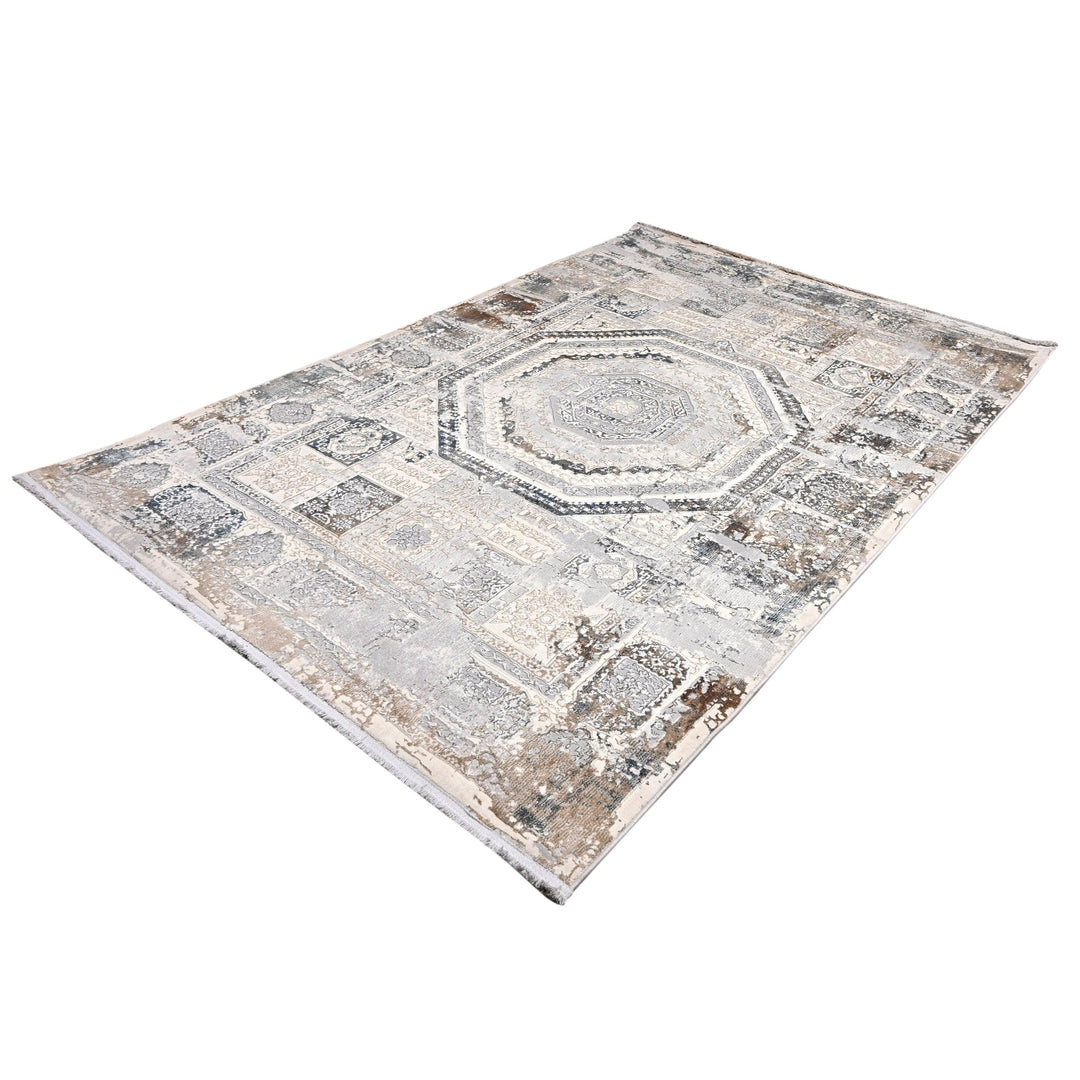 Grey Abstract Turkish Rug 5X8 Ft