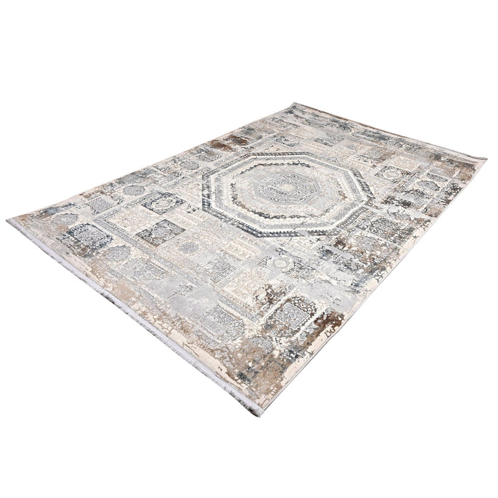 Grey Abstract Turkish Rug 5X8 Ft