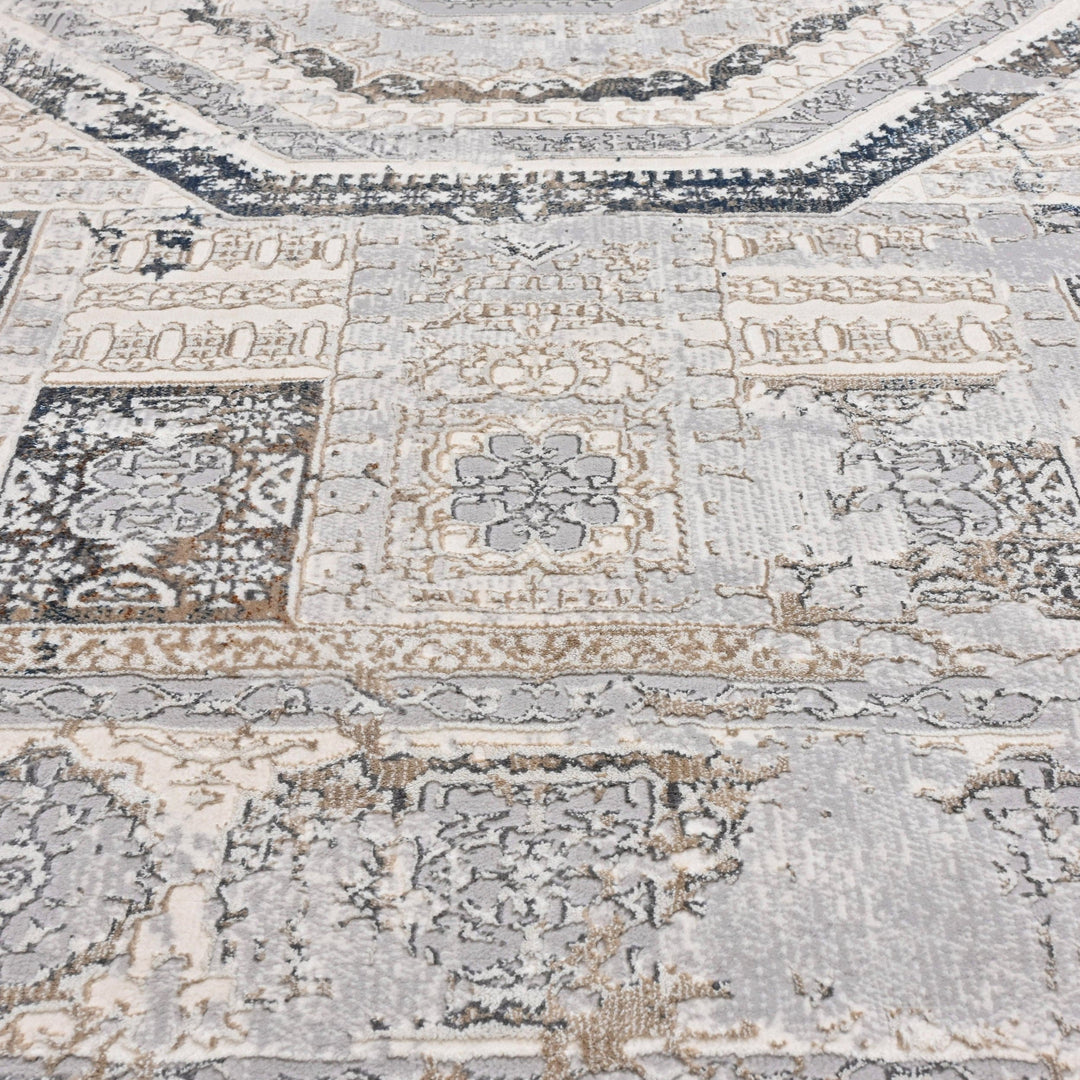 Grey Abstract Turkish Rug 5X8 Ft