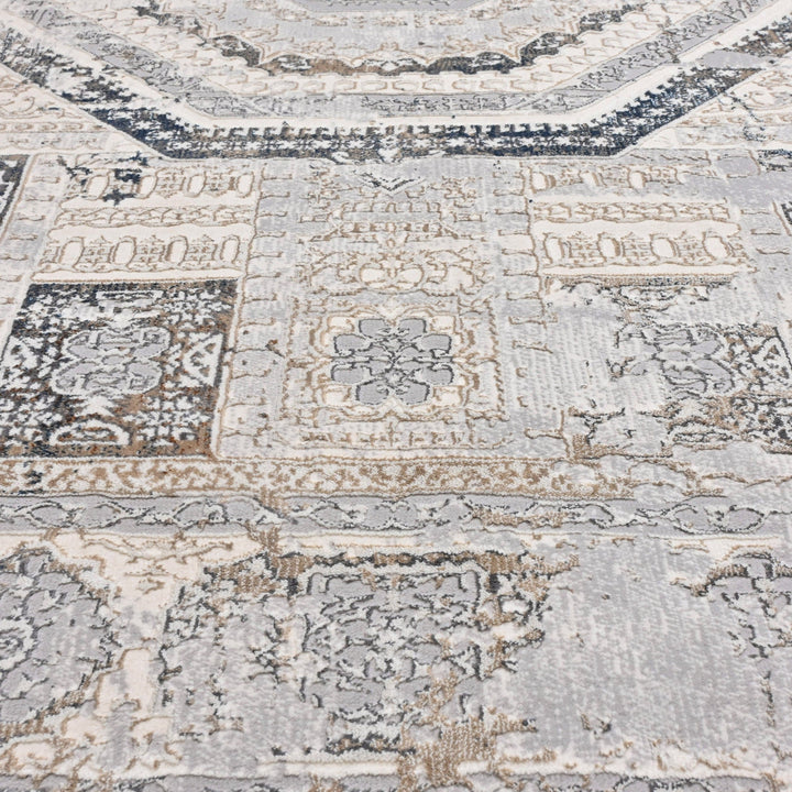 Grey Abstract Turkish Rug 5X8 Ft