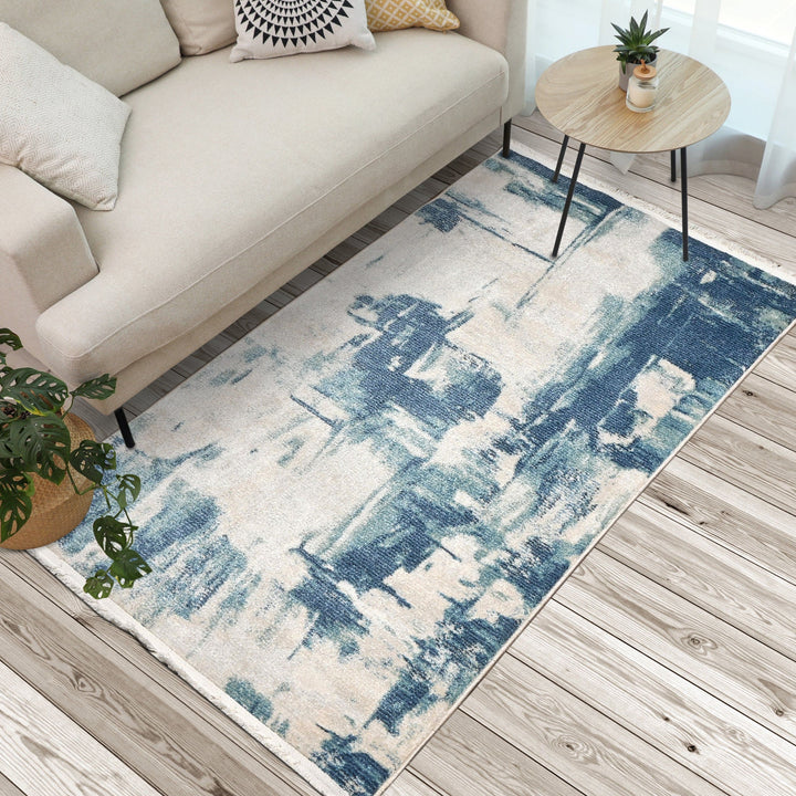 Blue Splash Turkish Rug 2.5x5 Ft