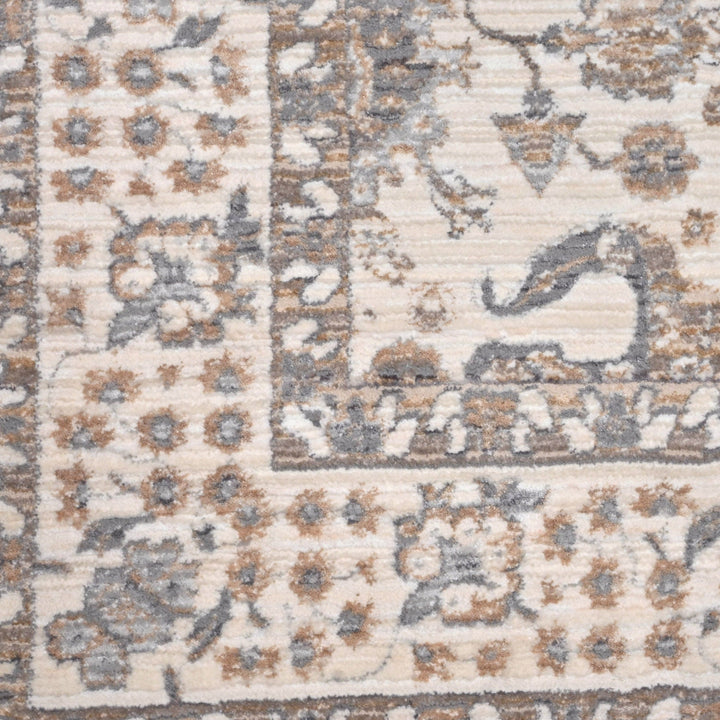 Grey Floral Turkish Rug 5x8 Ft