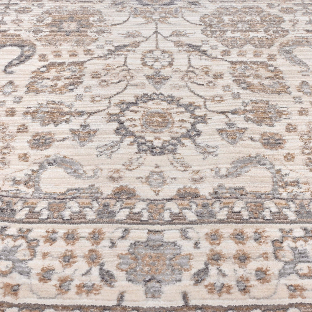 Grey Floral Turkish Rug 5x8 Ft
