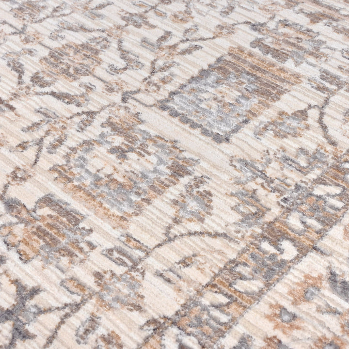 Grey Floral Turkish Rug 5x8 Ft