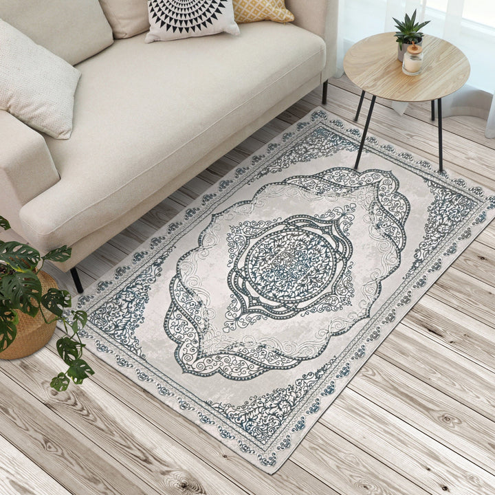 Grey Floral Turkish Rug 5X8 Ft