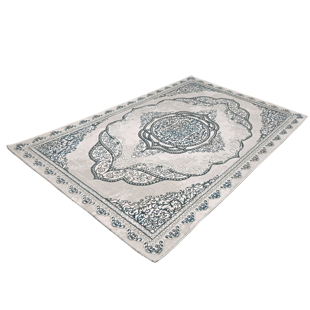 Grey Floral Turkish Rug 5X8 Ft