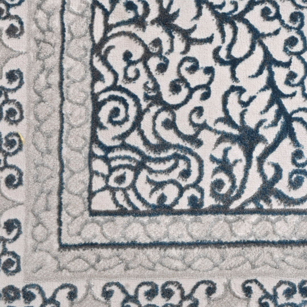 Grey Floral Turkish Rug 5X8 Ft