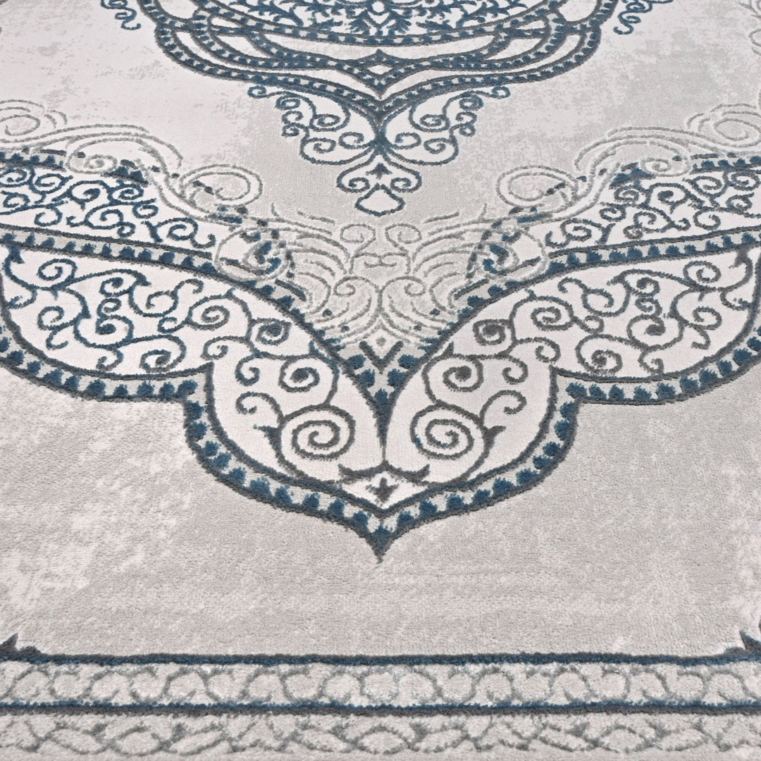 Grey Floral Turkish Rug 5X8 Ft