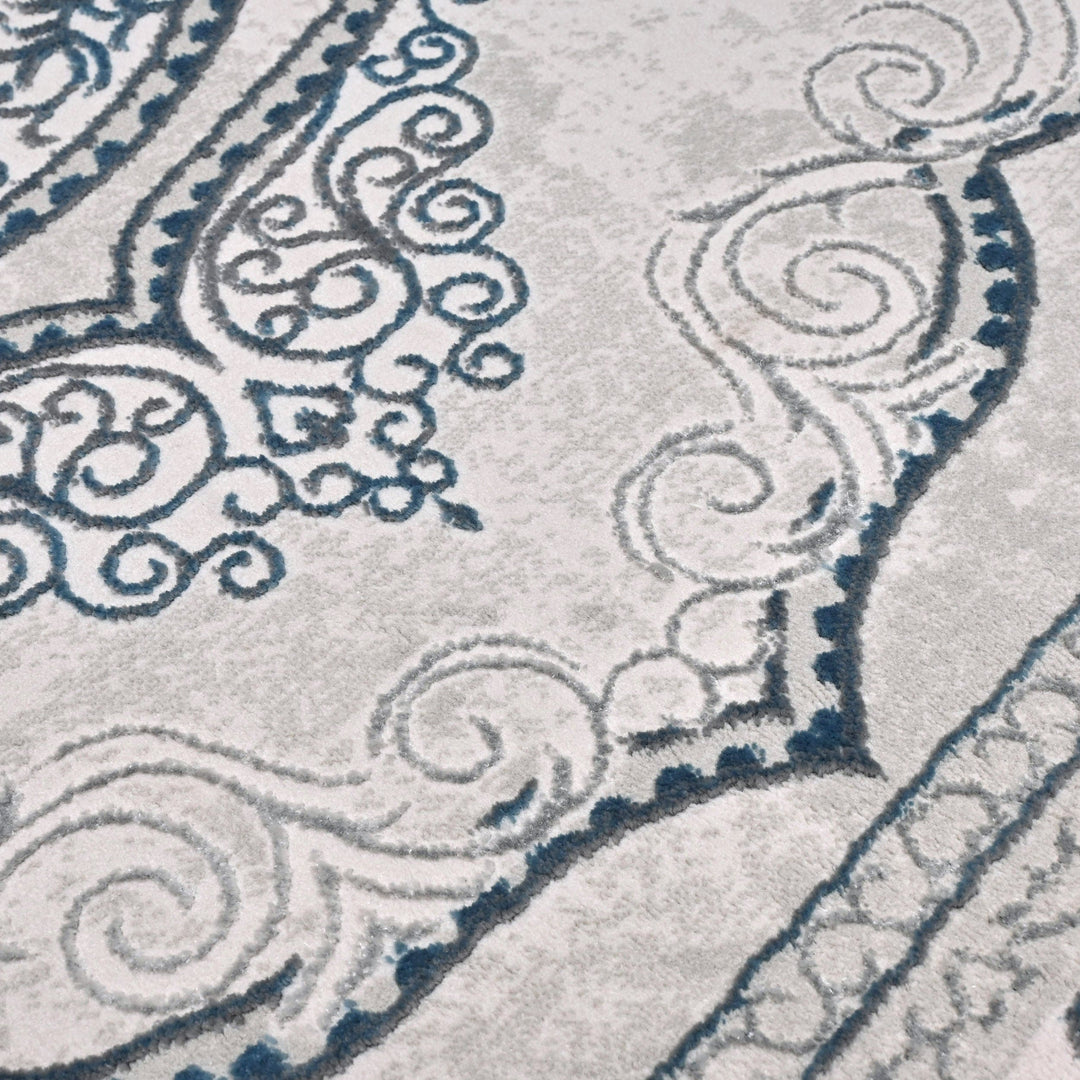 Grey Floral Turkish Rug 5X8 Ft