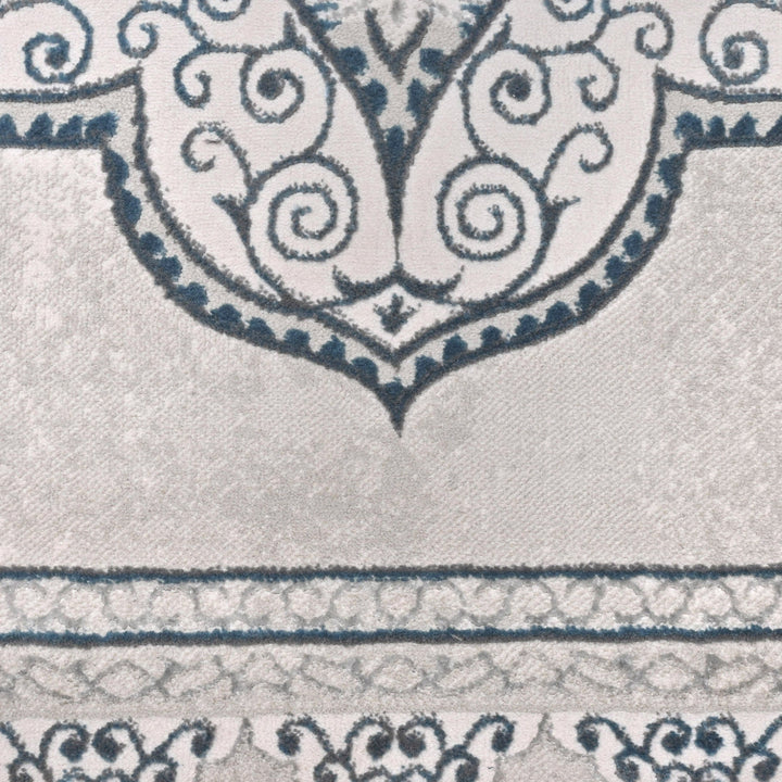 Grey Floral Turkish Rug 5X8 Ft