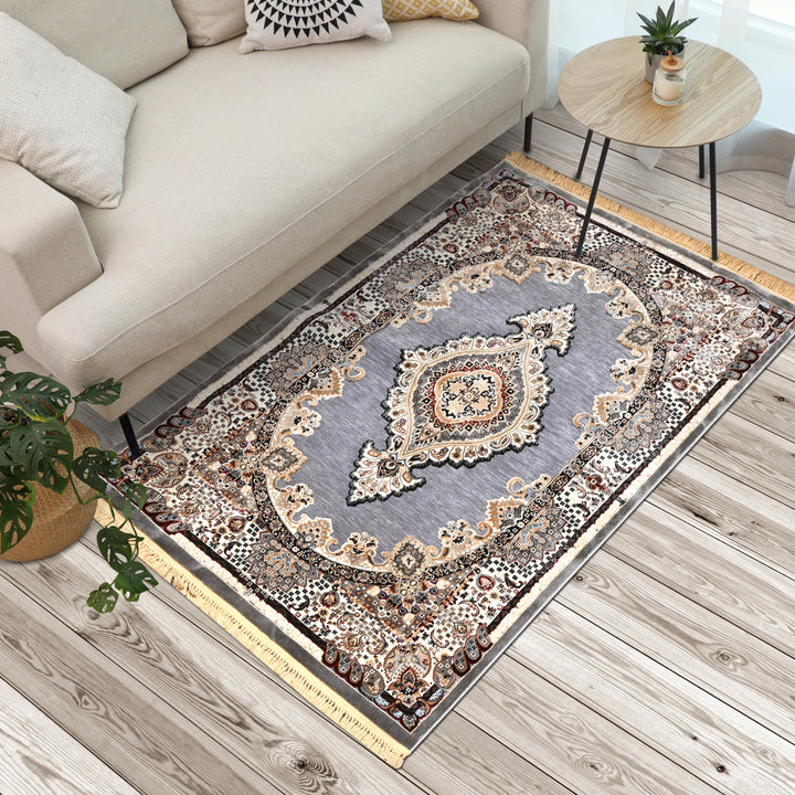 Grey Turkish Embossed Rug 5x8 FT