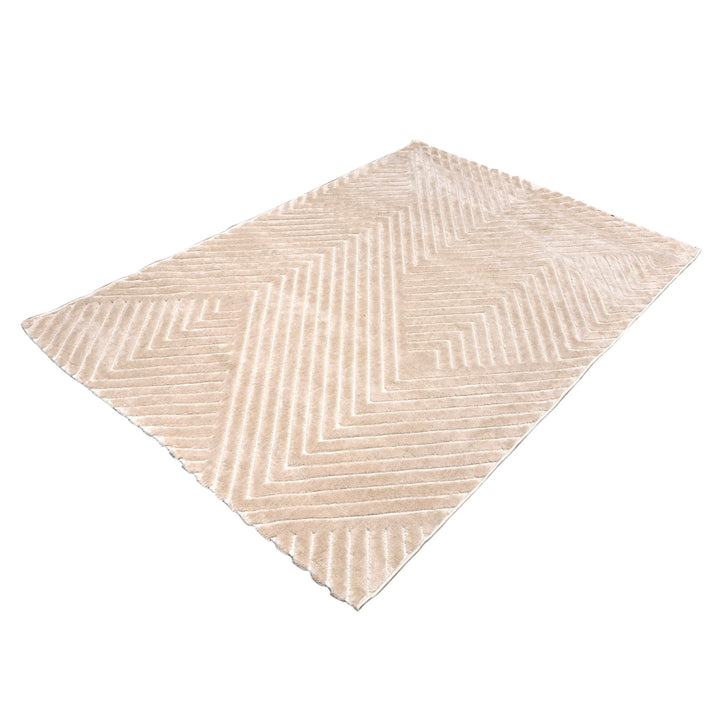 Beige Strips Turkish Rug 4X6 Ft