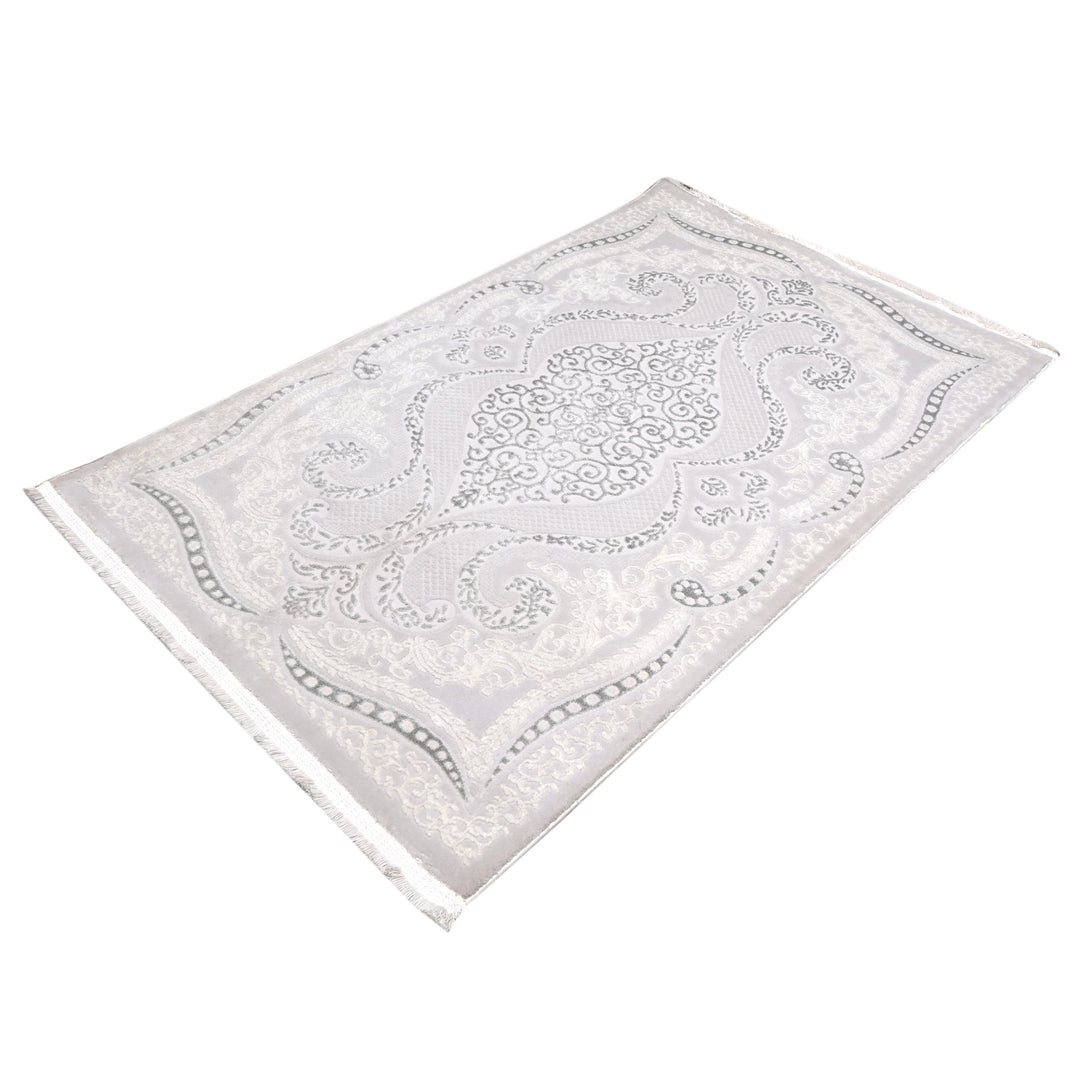 Grey Floral Turkish Rug 4X6 Ft