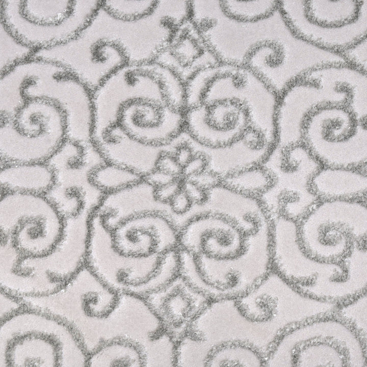 Grey Floral Turkish Rug 4X6 Ft