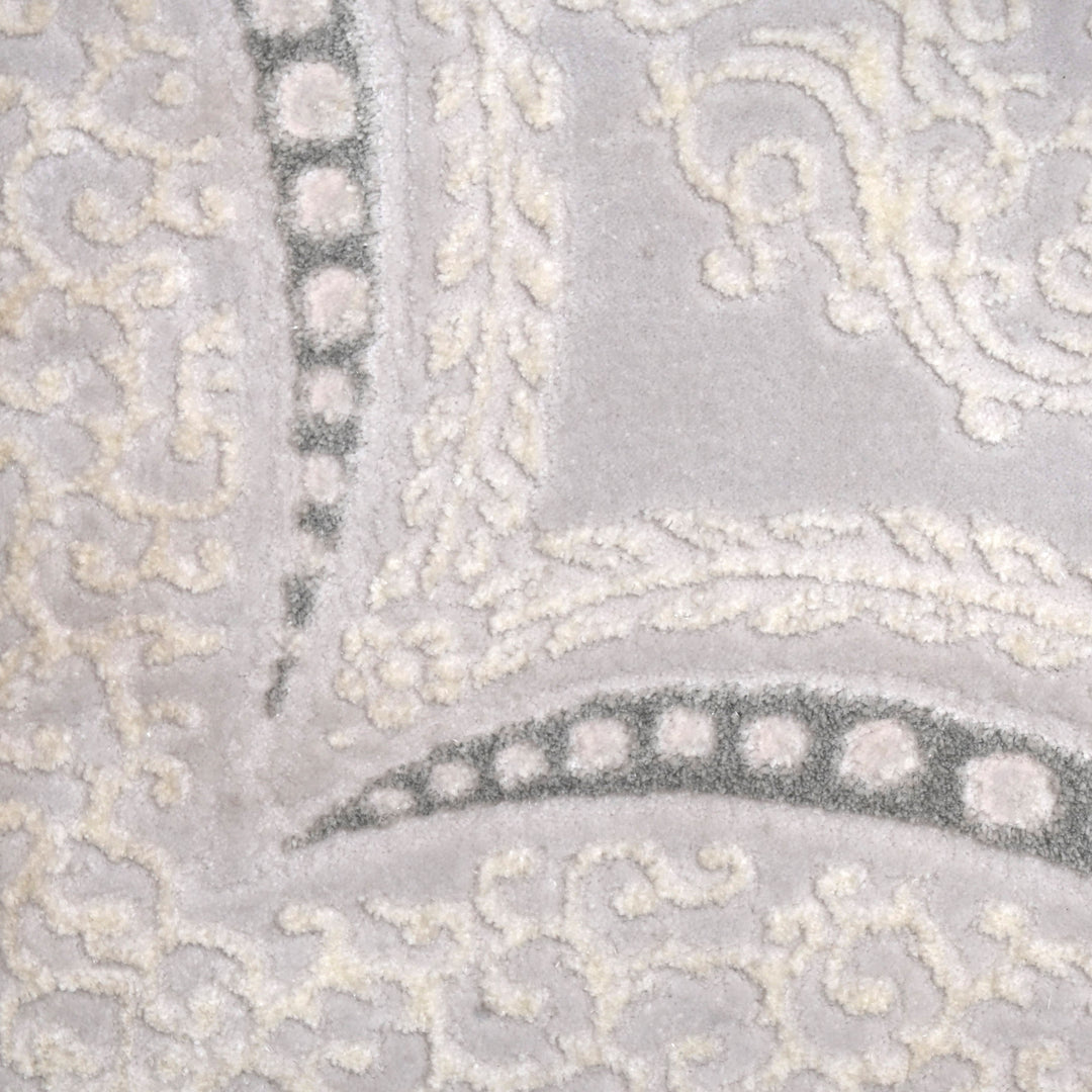 Grey Floral Turkish Rug 4X6 Ft