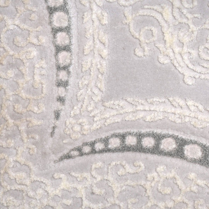 Grey Floral Turkish Rug 4X6 Ft