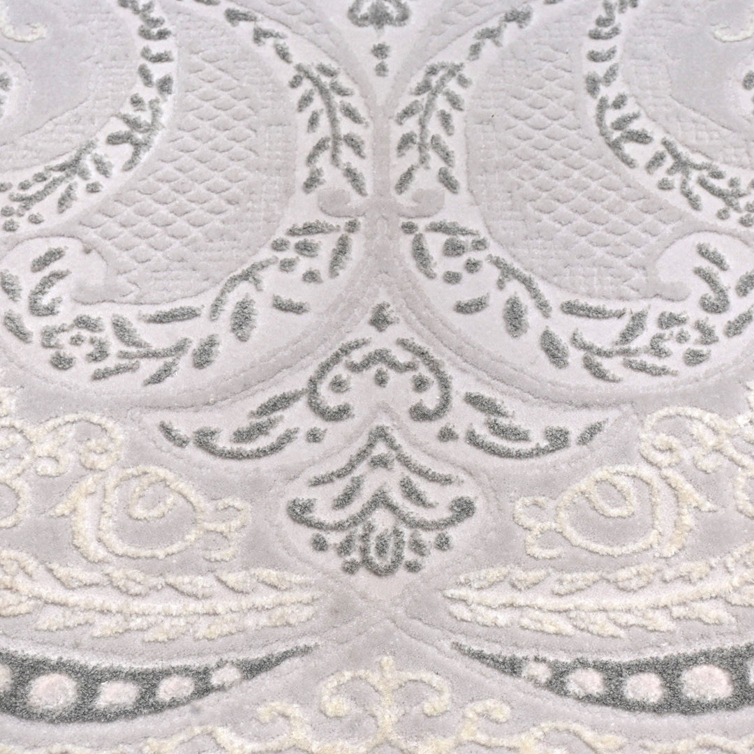 Grey Floral Turkish Rug 4X6 Ft