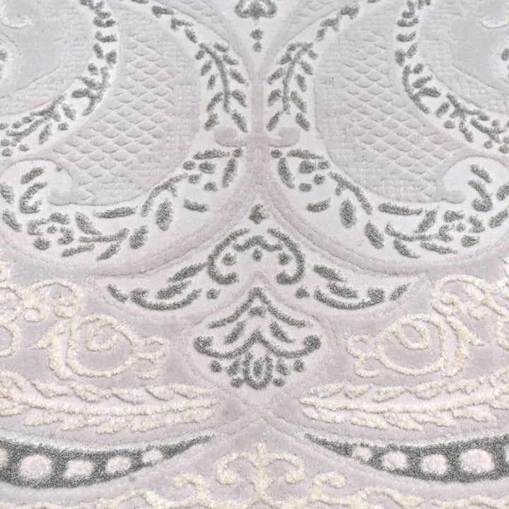 Grey Floral Turkish Rug 4X6 Ft