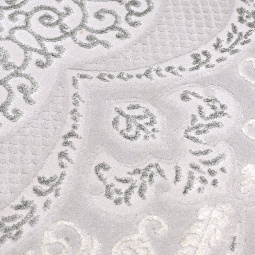 Grey Floral Turkish Rug 4X6 Ft