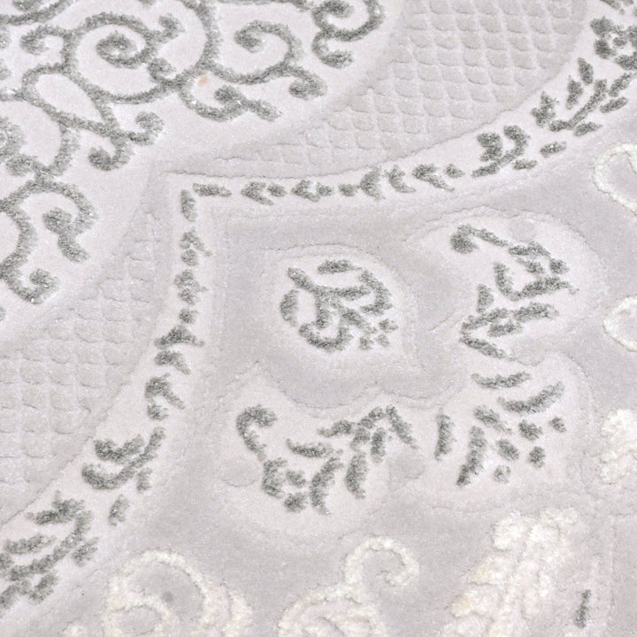 Grey Floral Turkish Rug 4X6 Ft