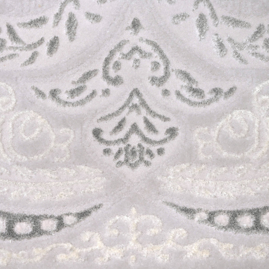 Grey Floral Turkish Rug 4X6 Ft