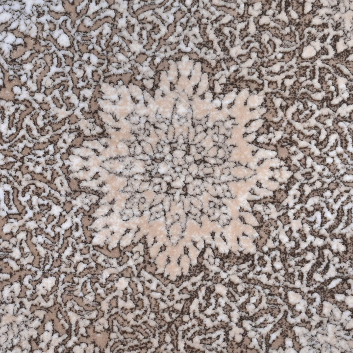 Beige & Silver Floral Persian Round Rug 5x5 Ft