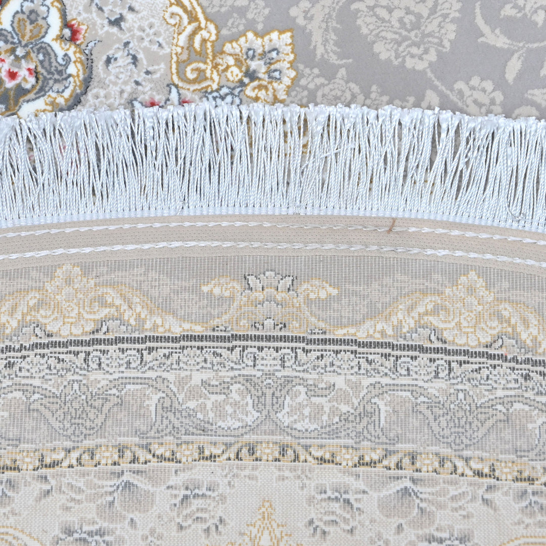 Grey & Cream Floral Persian Round Rug 5x5 Ft