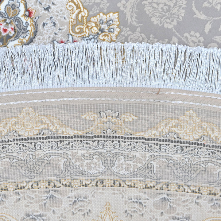 Grey & Cream Floral Persian Round Rug 5x5 Ft