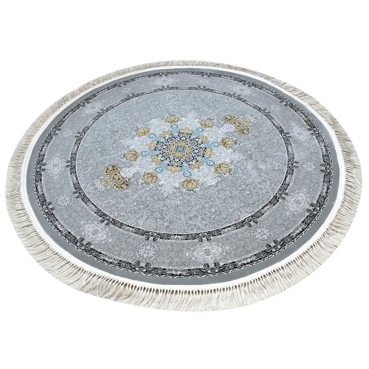 Light Blue & Grey Persian Round Rug 5x5 Ft